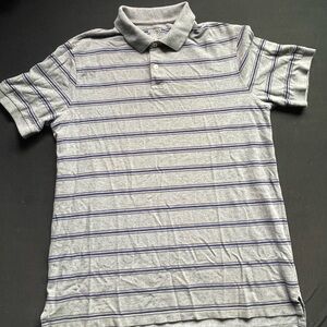 Merona Gray and Blue Striped Polo Shirt